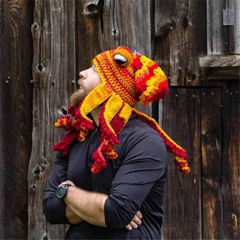 Hand Knit Wool Octopus Hat