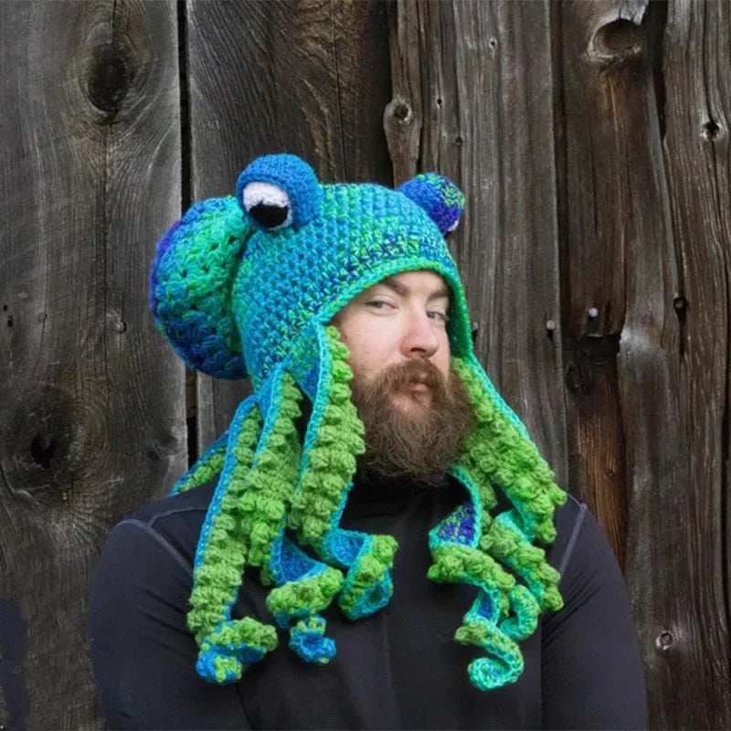 Hand Knit Wool Octopus Hat