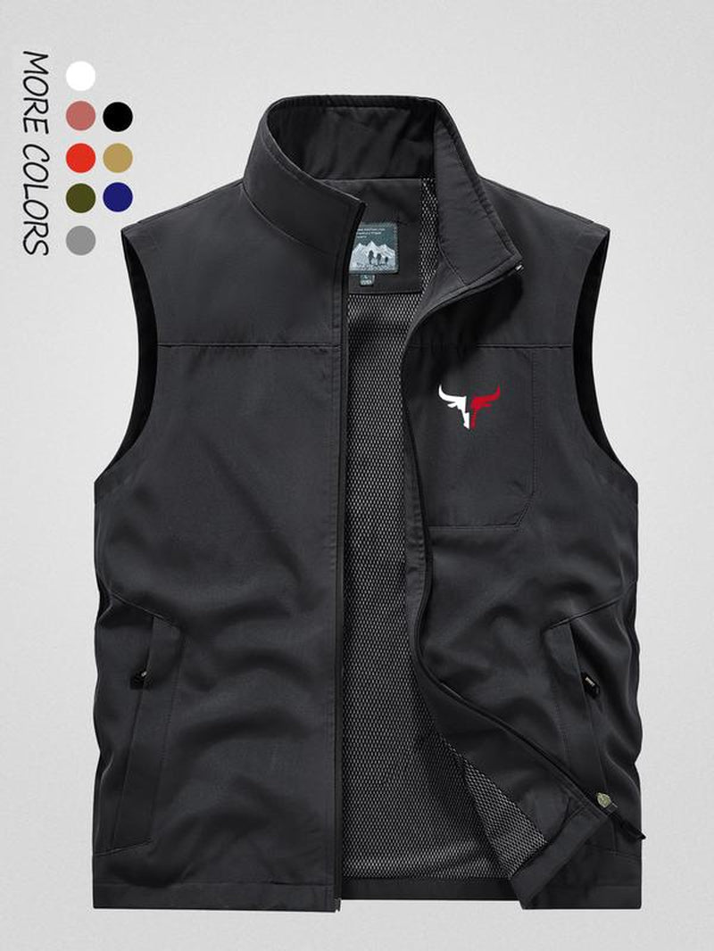 Men's Solid Color Hooded Vest Jacket
