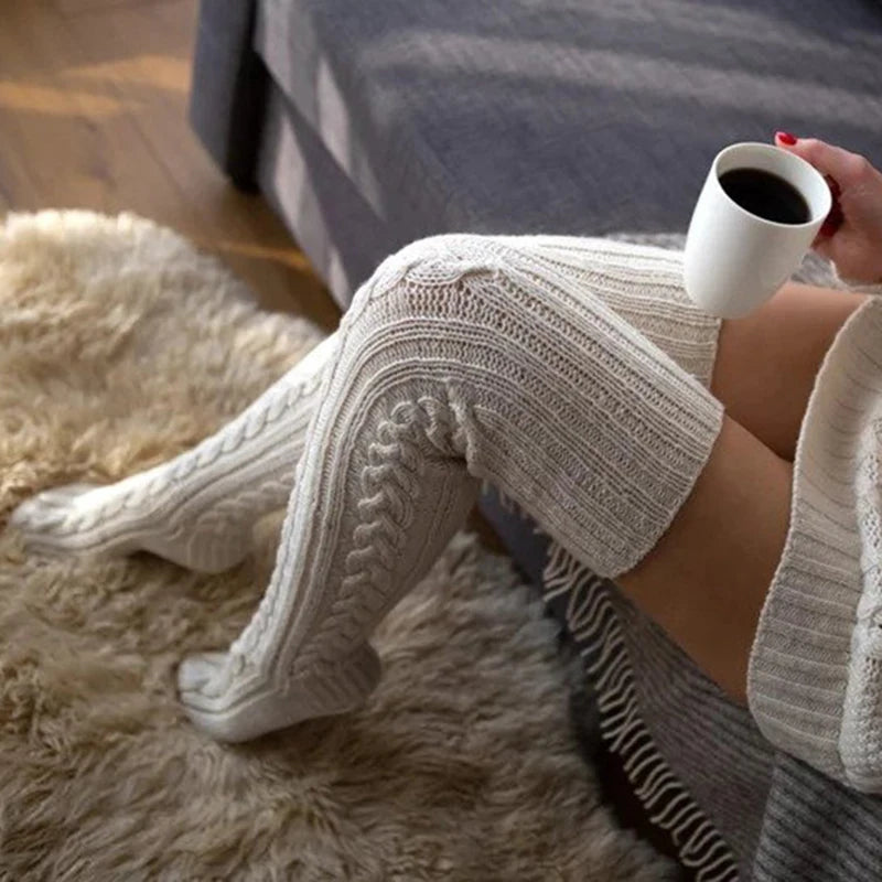 Casual Knitted Thigh High Socks