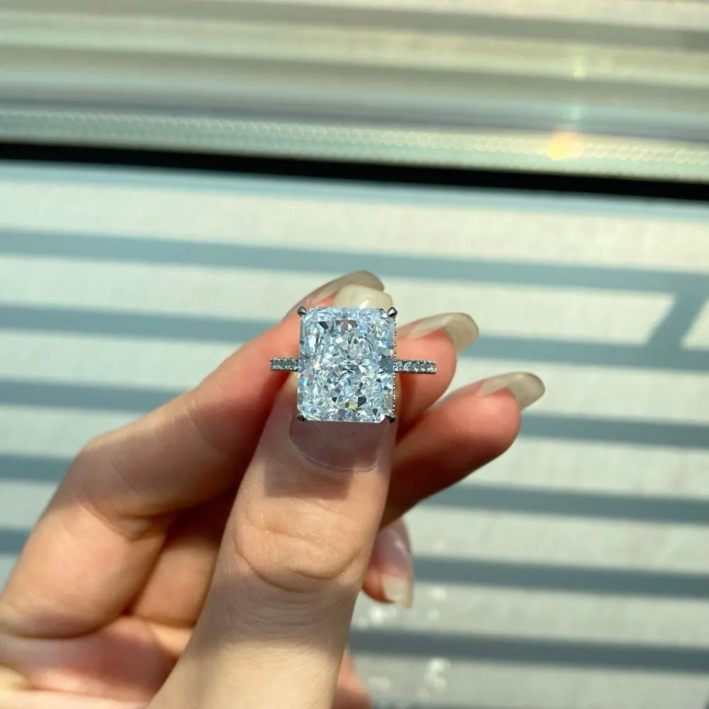 White Sapphire Synthetic Moissanite Ring Real 925 Sterling Silver