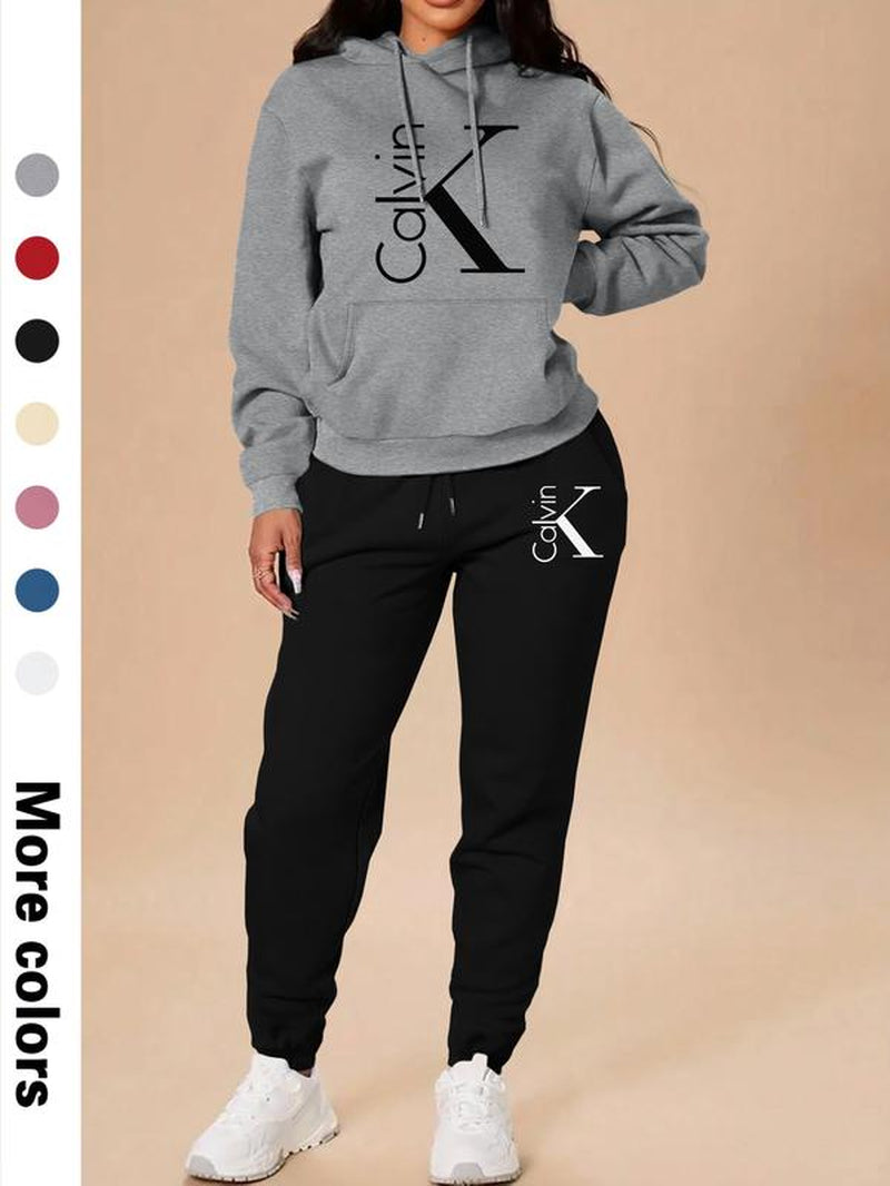 Women's Casual Hooded Sweatshirt Set