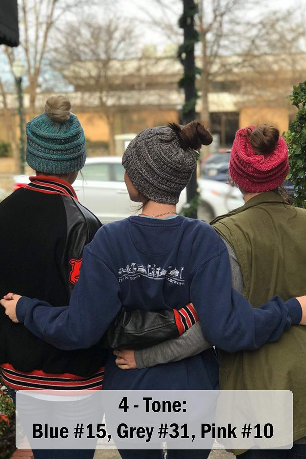 Ponytail Beanie for Women - Winter Ponyback Hat Soft Stretch Cable Knit High Pony Tail Womens Running Hats