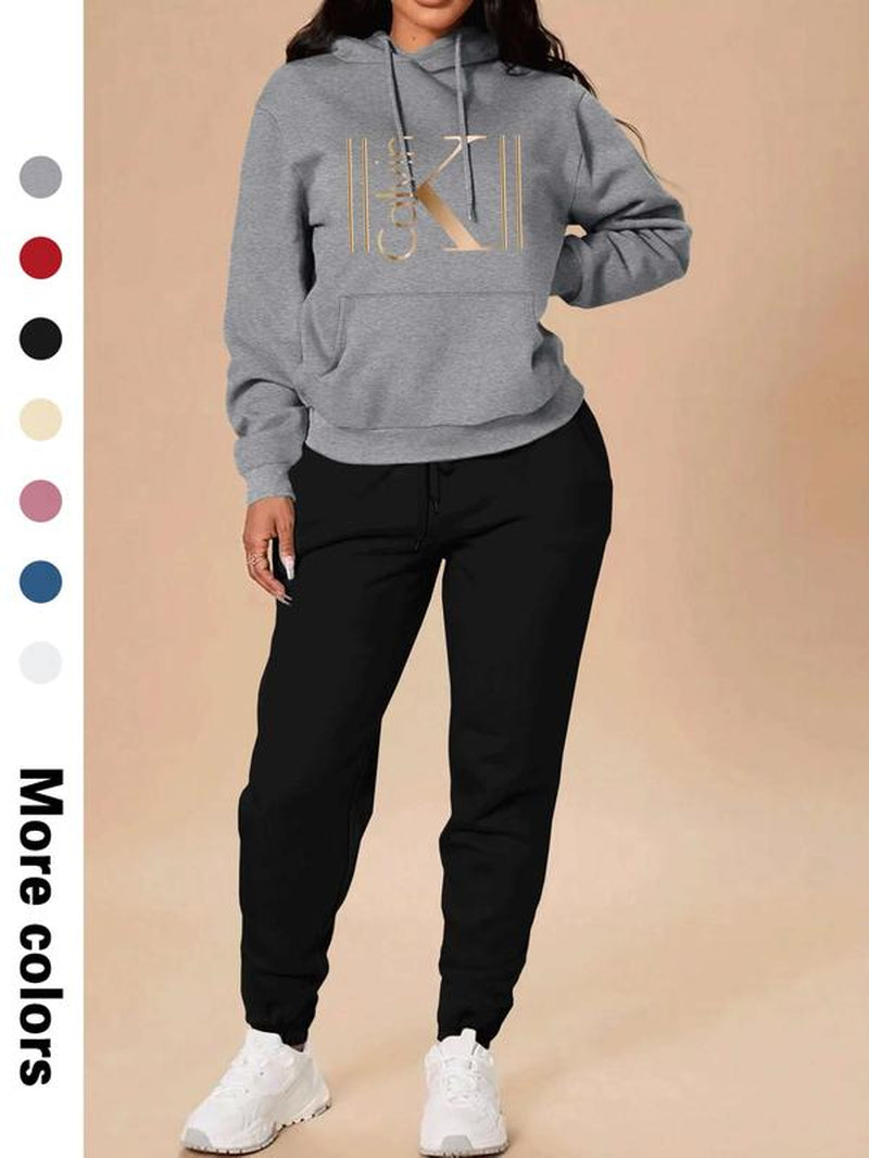 Women's Casual Hooded Sweatshirt Set