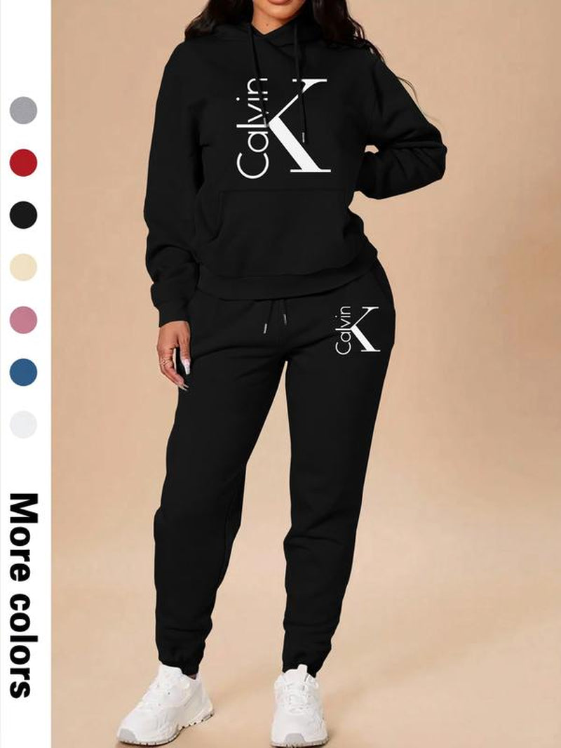 Women's Casual Hooded Sweatshirt Set