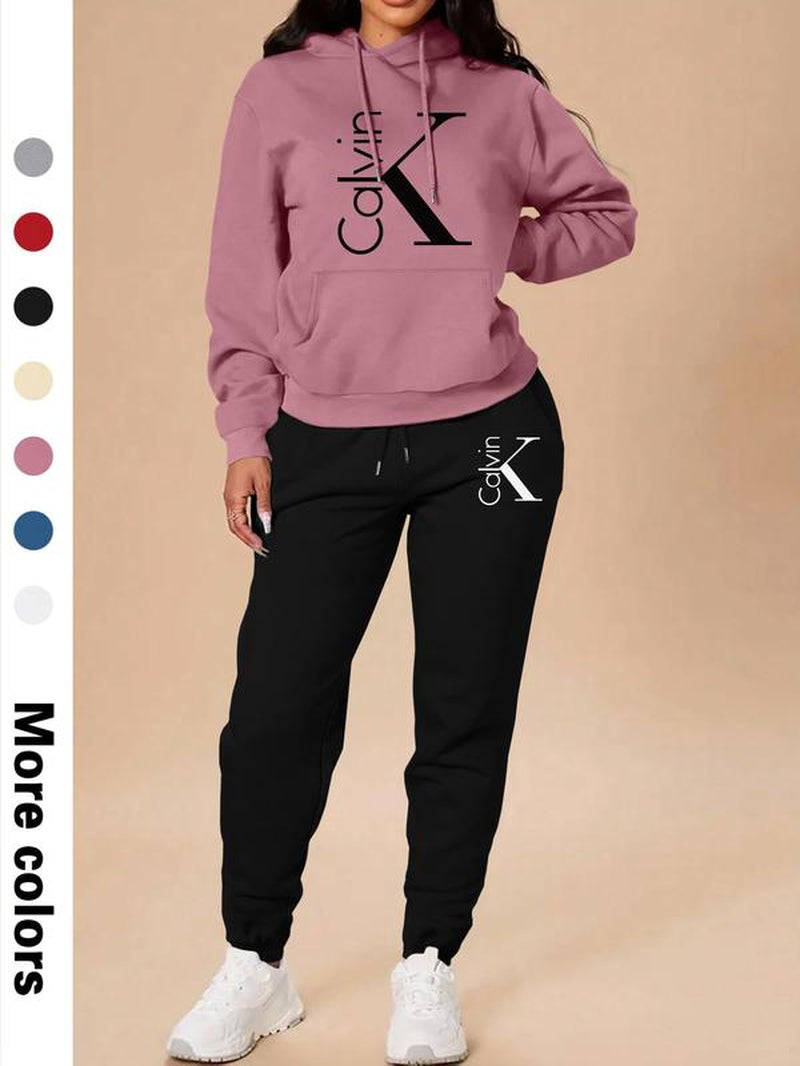 Women's Casual Hooded Sweatshirt Set