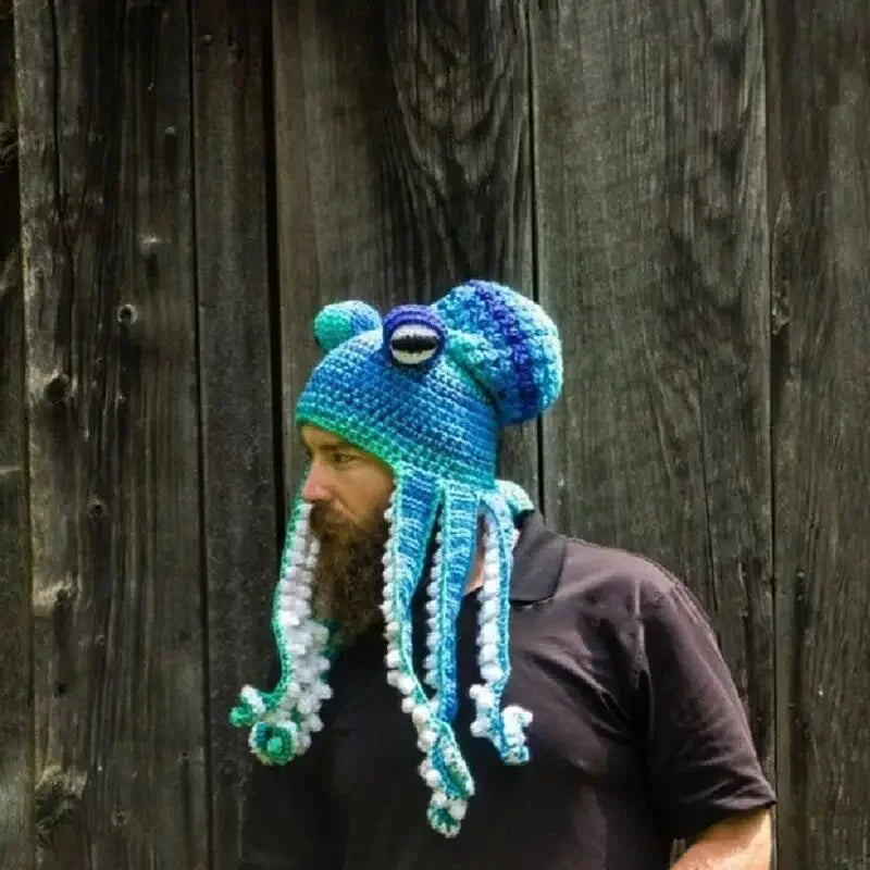 Hand Knit Wool Octopus Hat