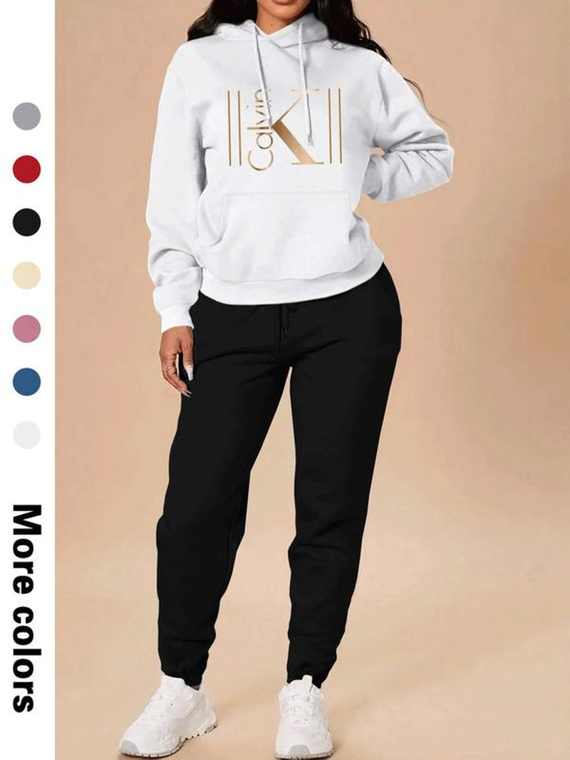 Women's Casual Hooded Sweatshirt Set