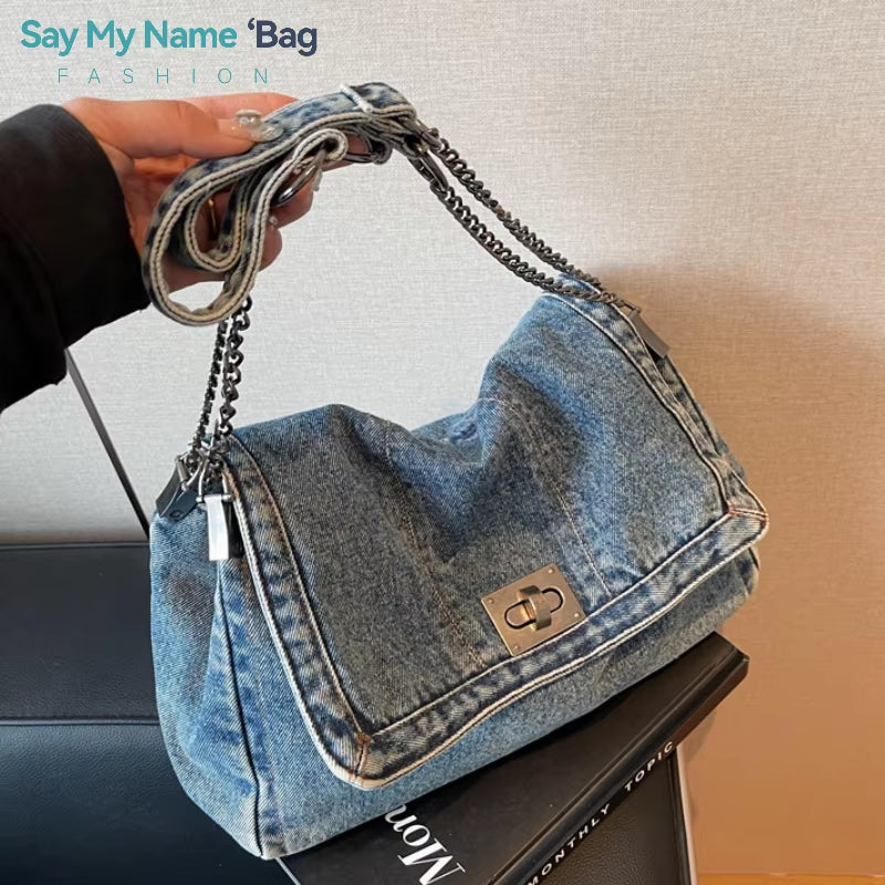 Denim Canvas Shoulder Bag