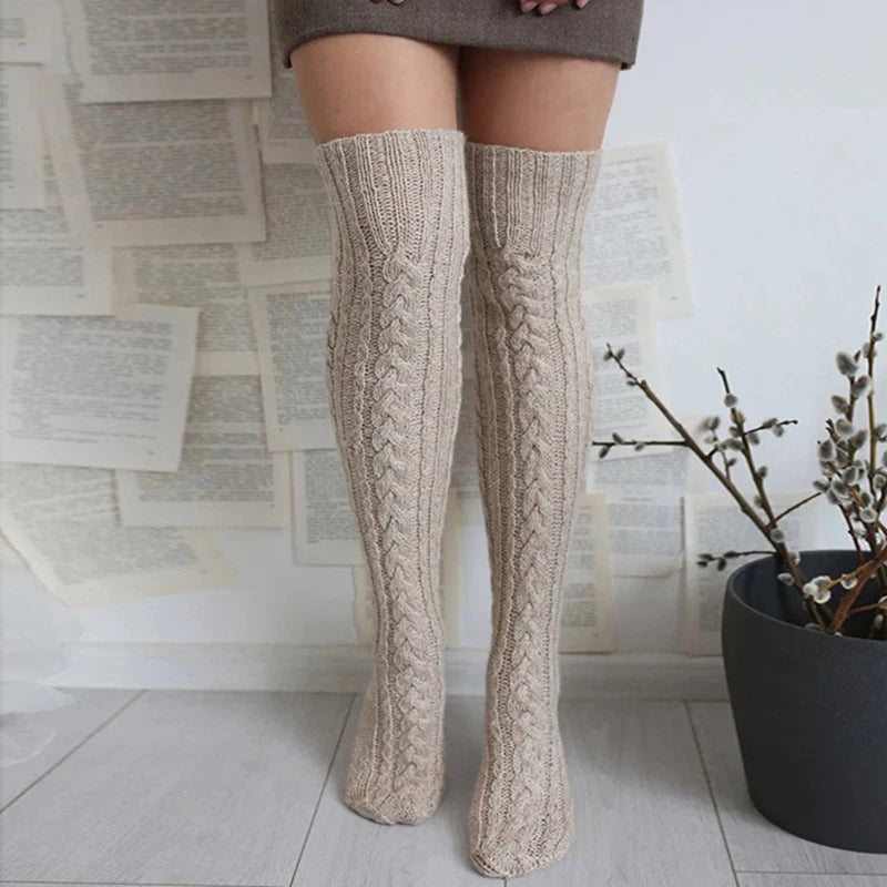 Casual Knitted Thigh High Socks