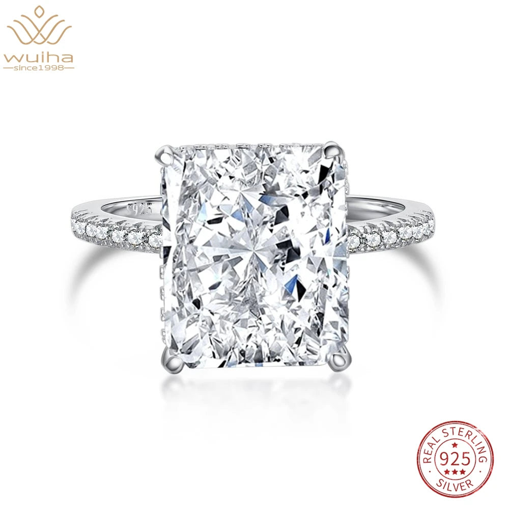 White Sapphire Synthetic Moissanite Ring Real 925 Sterling Silver