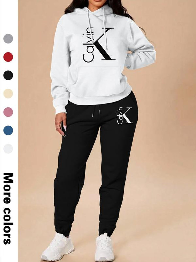 Women's Casual Hooded Sweatshirt Set