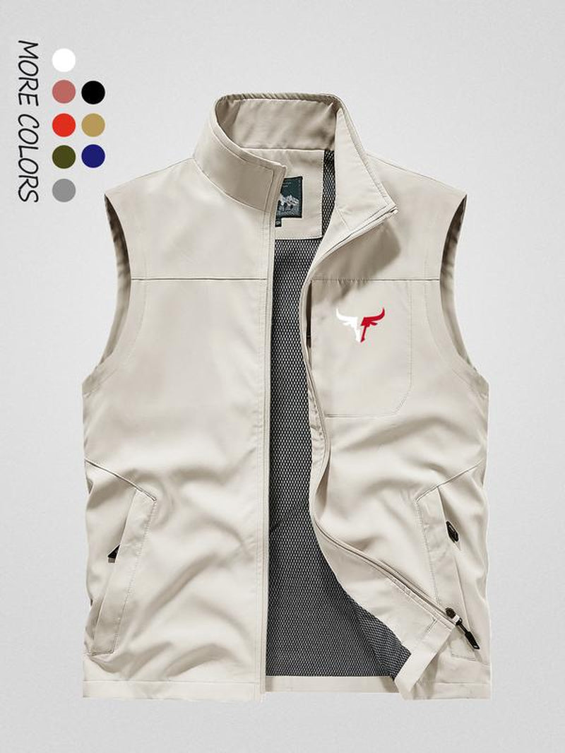 Men's Solid Color Hooded Vest Jacket