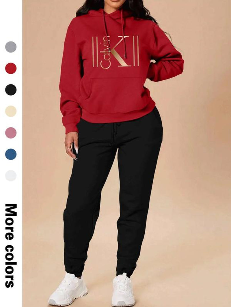 Women's Casual Hooded Sweatshirt Set