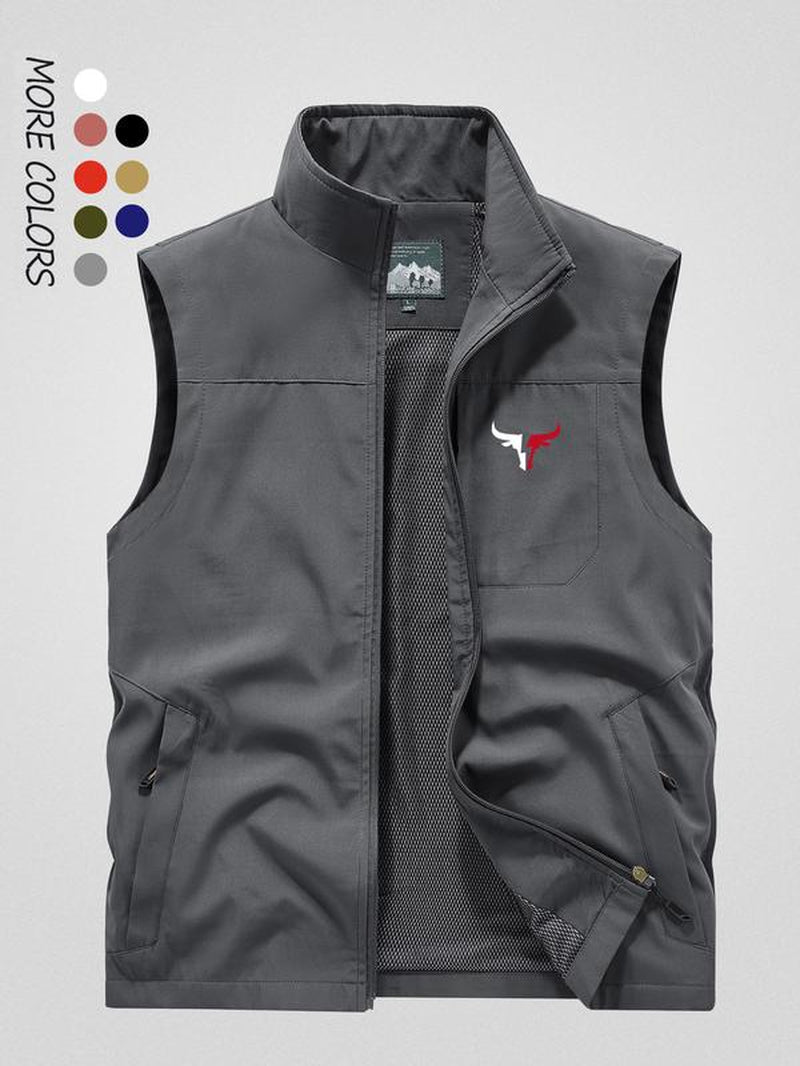 Men's Solid Color Hooded Vest Jacket