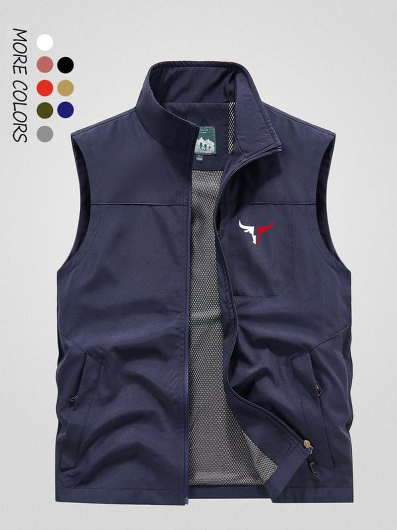Men's Solid Color Hooded Vest Jacket
