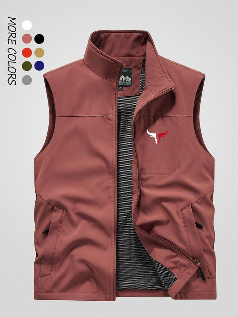 Men's Solid Color Hooded Vest Jacket