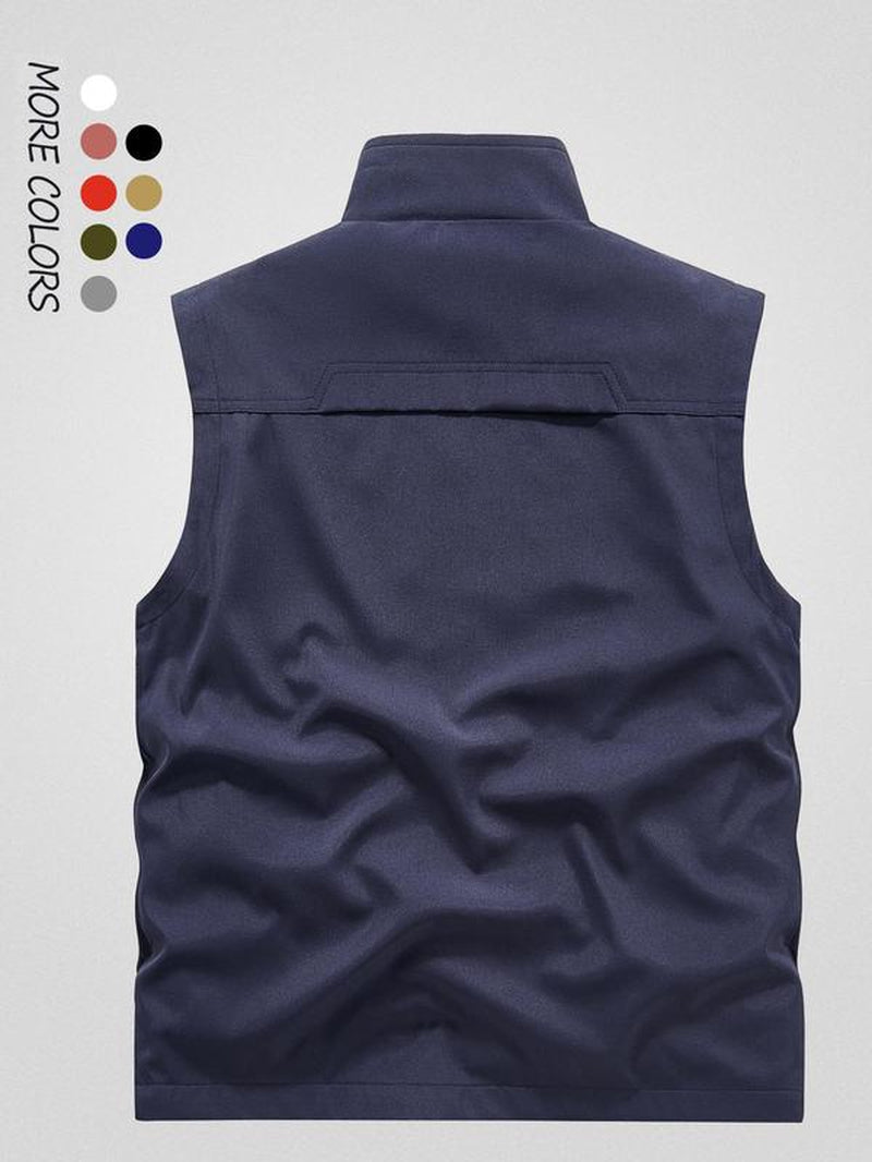 Men's Solid Color Hooded Vest Jacket