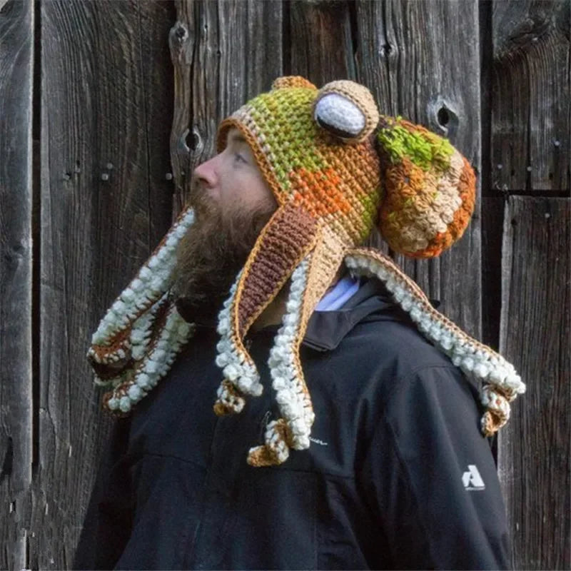 Hand Knit Wool Octopus Hat