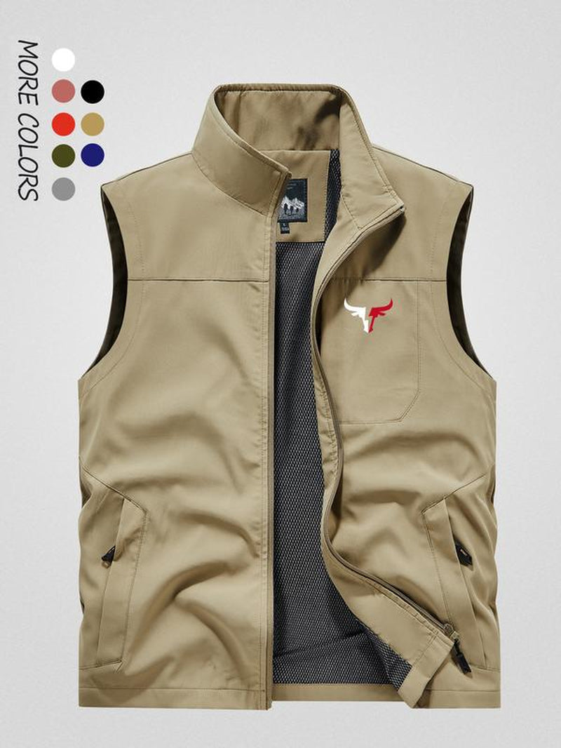 Men's Solid Color Hooded Vest Jacket