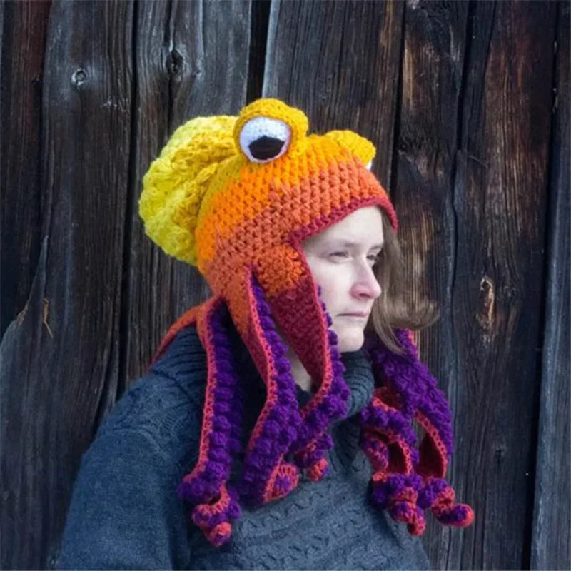 Hand Knit Wool Octopus Hat
