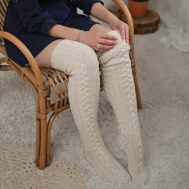 Casual Knitted Thigh High Socks
